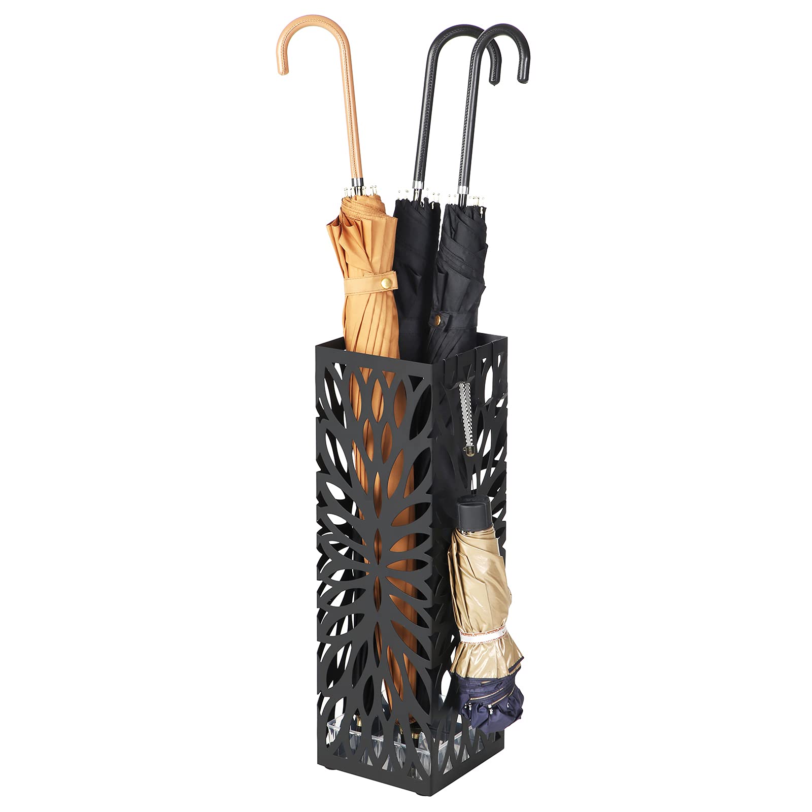 SONGMICS umbrella stand front view showing stable square base and finish