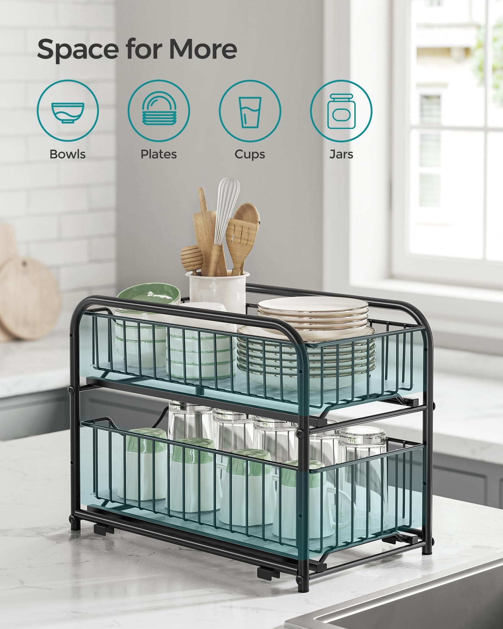 SONGMICS under-sink installation storing cleaners and saving space