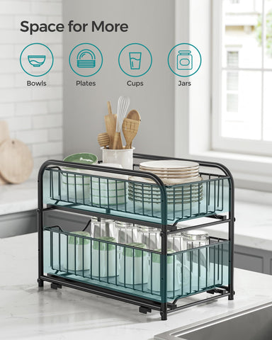 SONGMICS under-sink installation storing cleaners and saving space