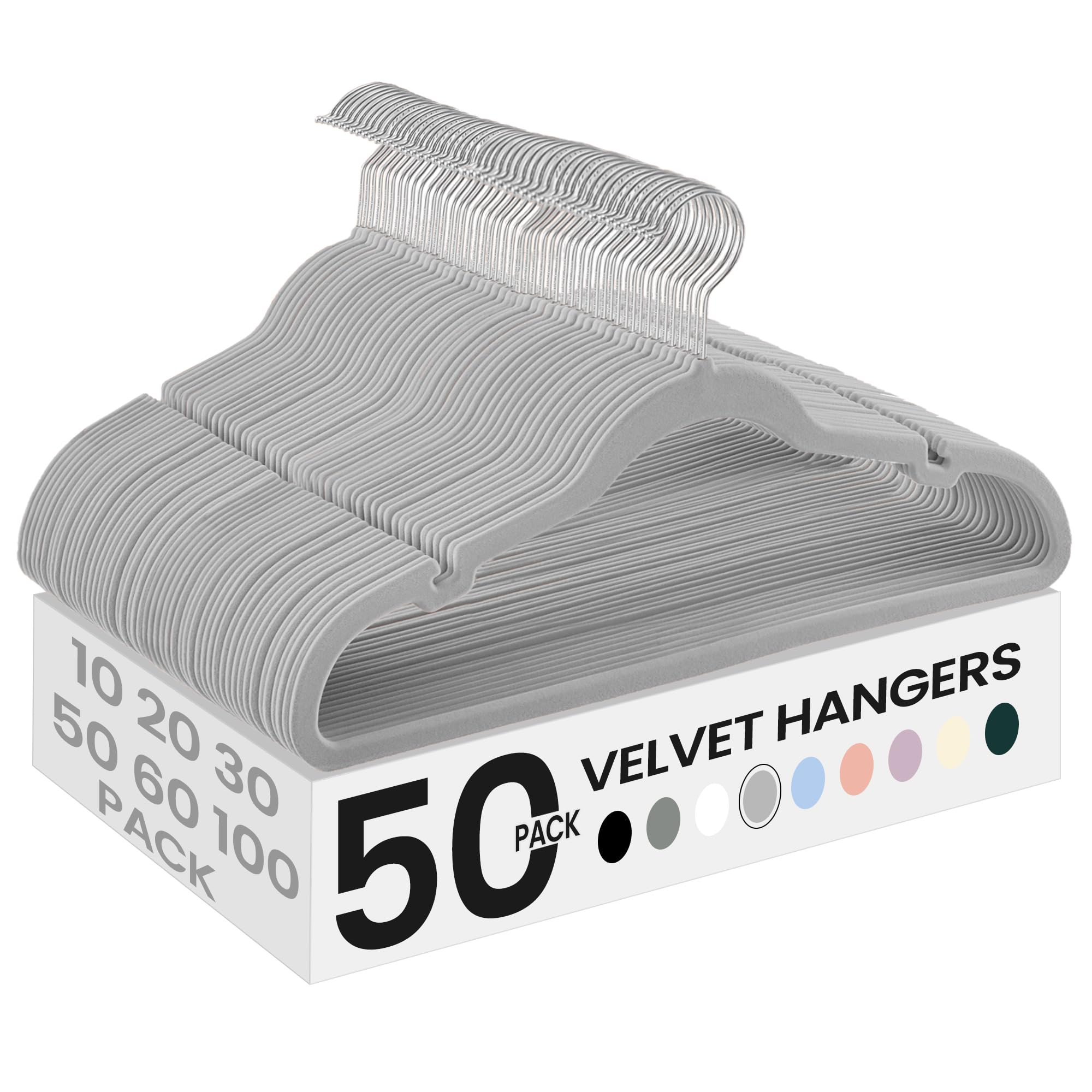 SONGMICS velvet hangers front packaging showing 50-pack benefit