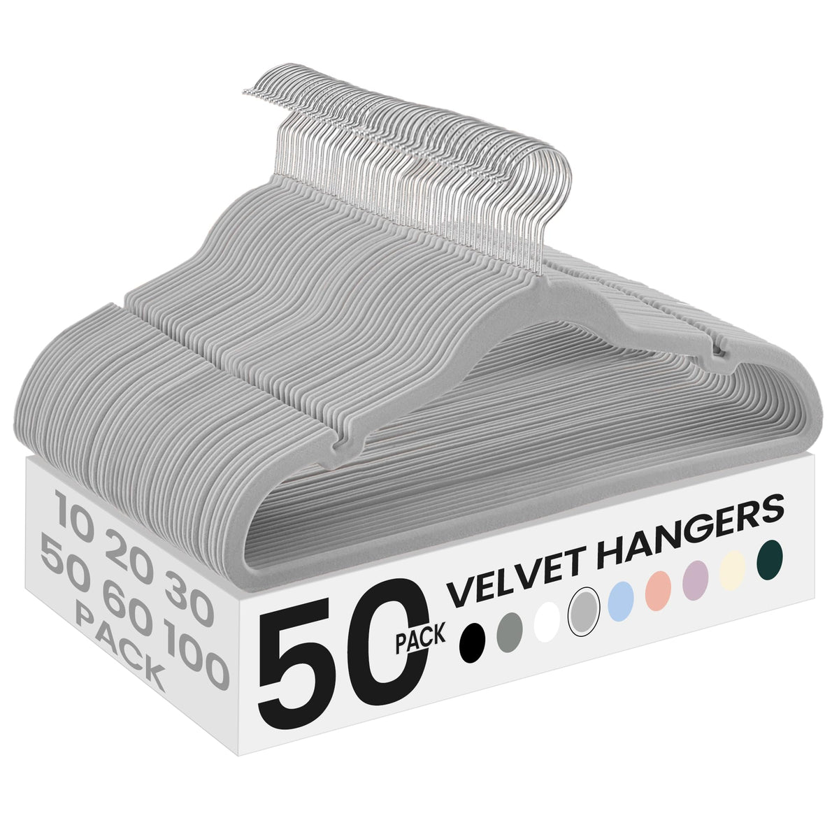 SONGMICS velvet hangers front packaging showing 50-pack benefit