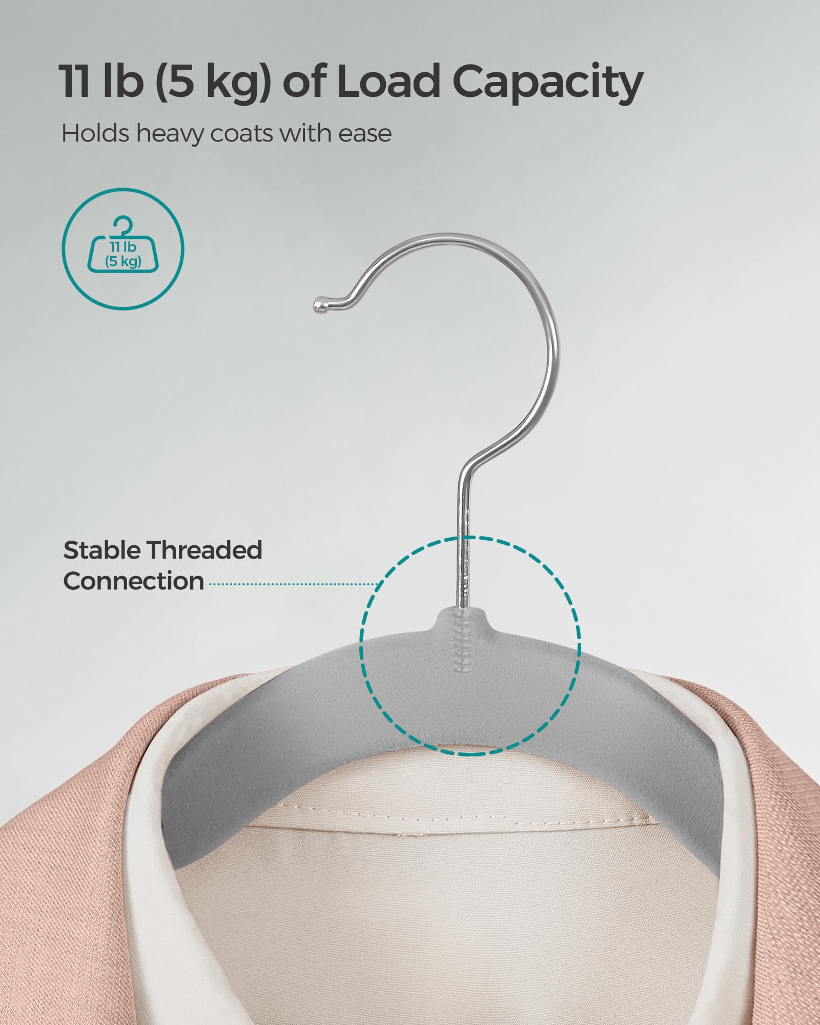 SONGMICS hangers filling a closet rod optimizing space