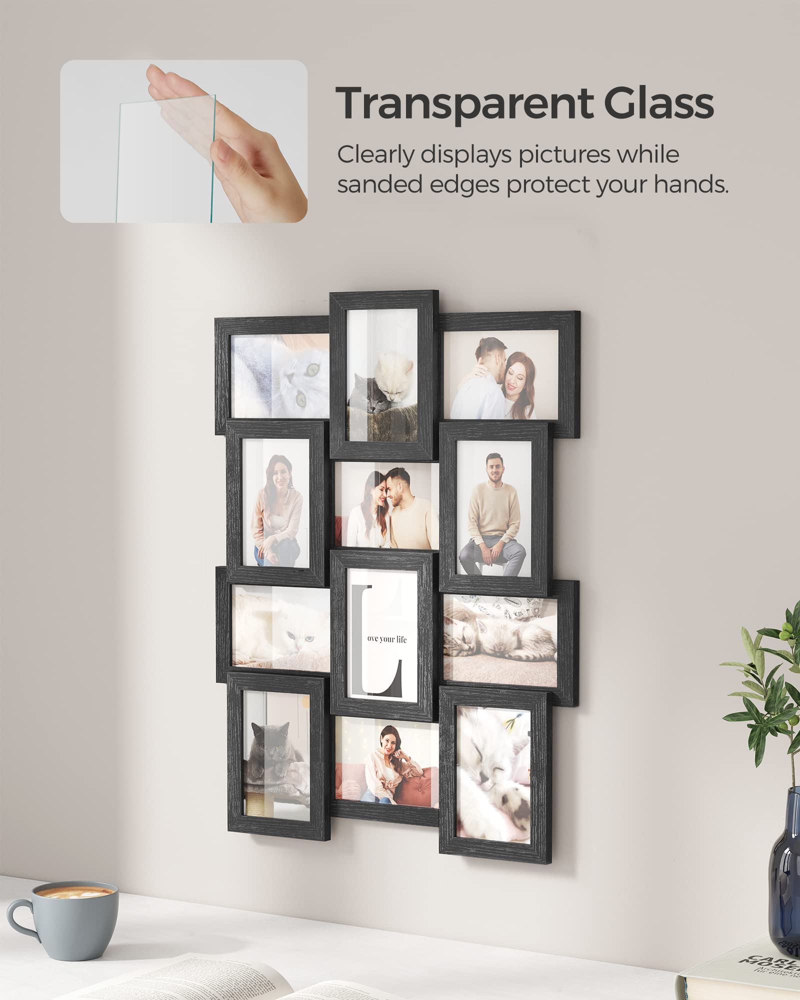 SONGMICS collage installed on wall in living room for elevated decor benefit