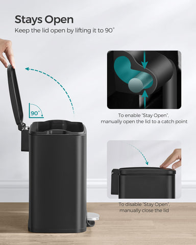 SONGMICS included 15 liner bags beside the bin for immediate, tidy trash disposal