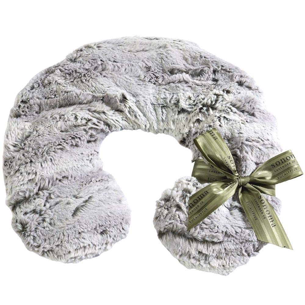 Sonoma Lavender front view of silver fox neck pillow showing shape and calming benefit