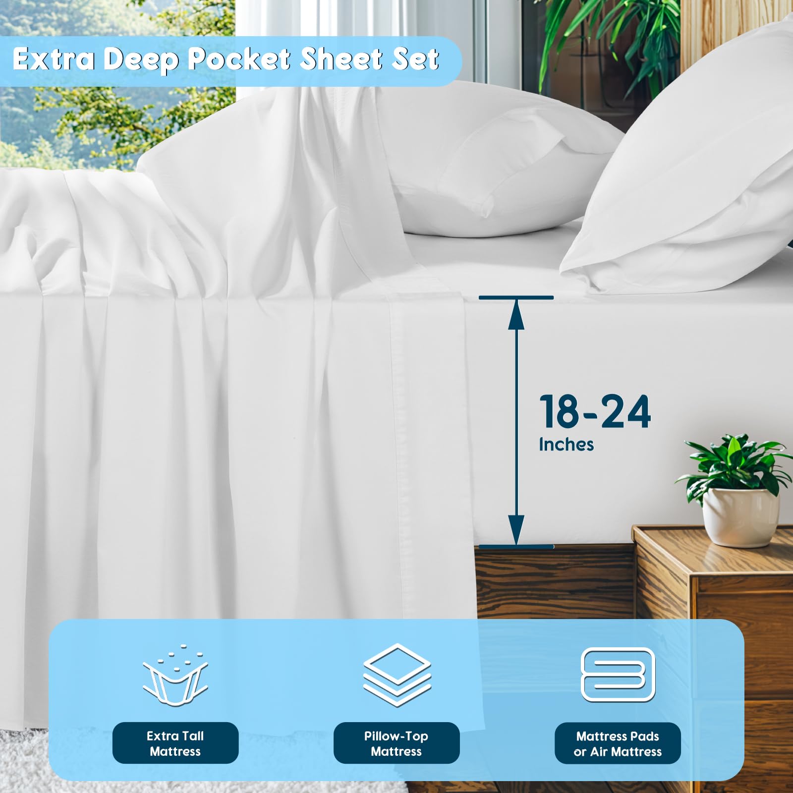 SONORO KATE elastic fitted sheet edge demonstrating secure deep-pocket fit