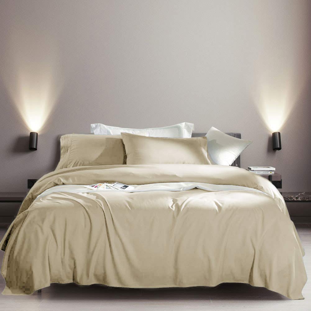 SONORO KATE flat sheet draped on bed demonstrating smooth, magazine-ready look