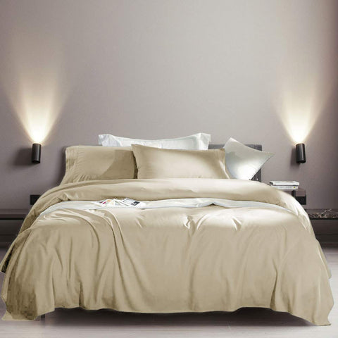 SONORO KATE flat sheet draped on bed demonstrating smooth, magazine-ready look
