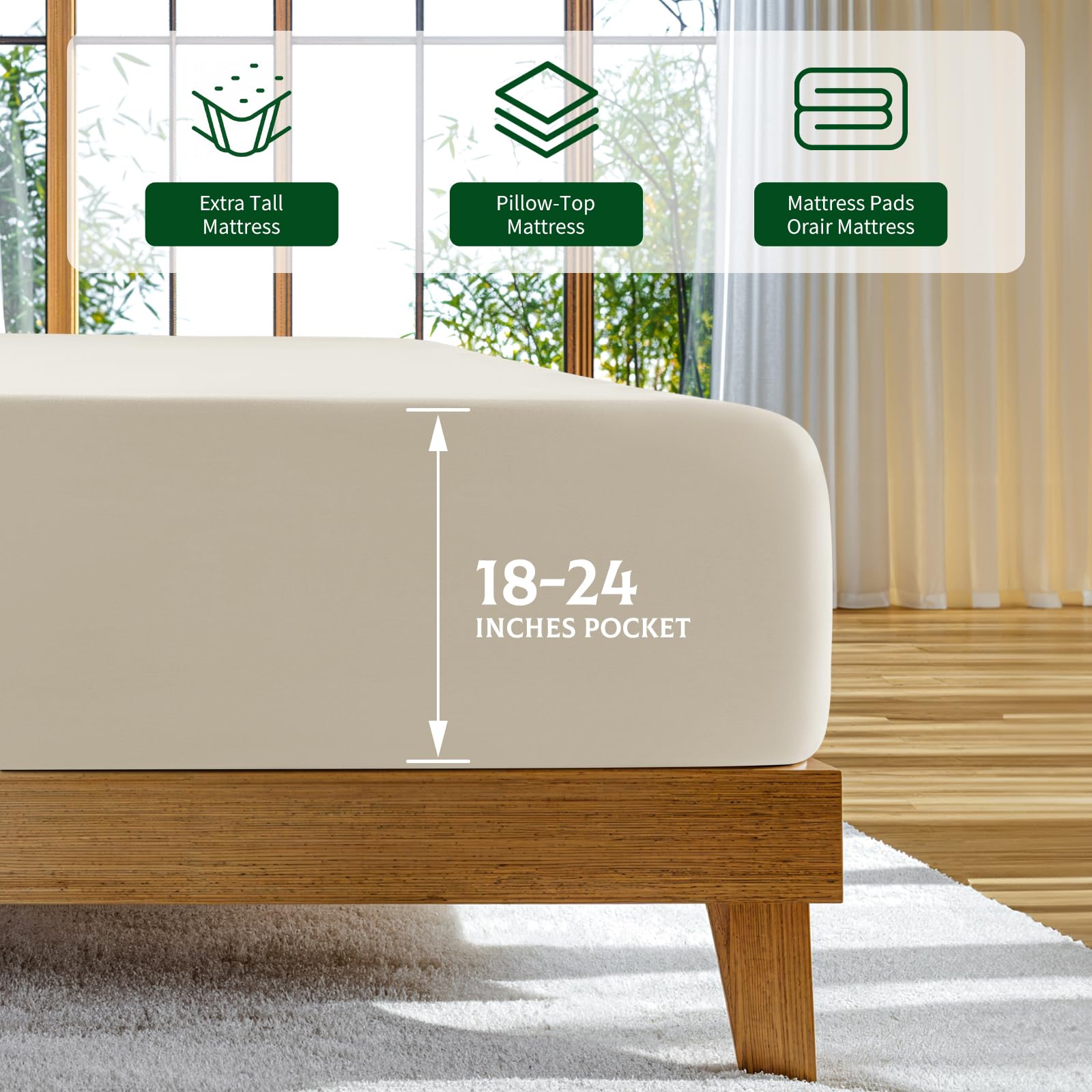 SONORO KATE flat sheet spread across bed demonstrating full coverage benefit