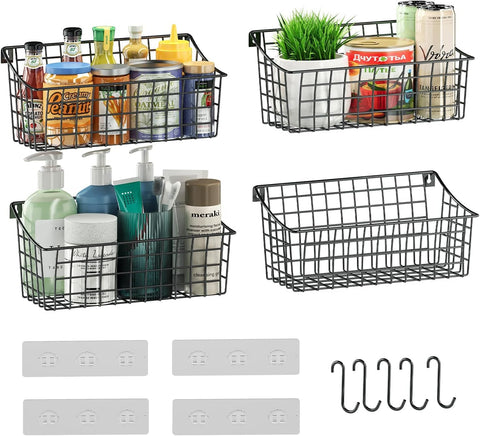 Sonyabecca front view of wire hanging basket showing capacity and neat storage