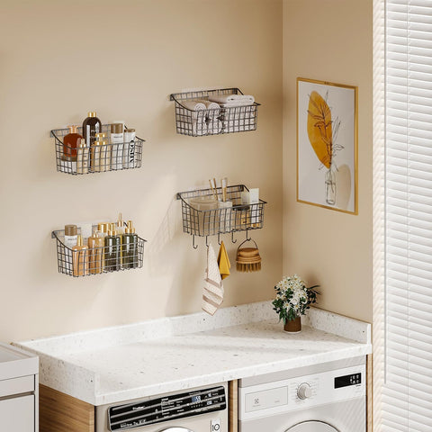 Sonyabecca stacked baskets forming a vertical storage station for small spaces