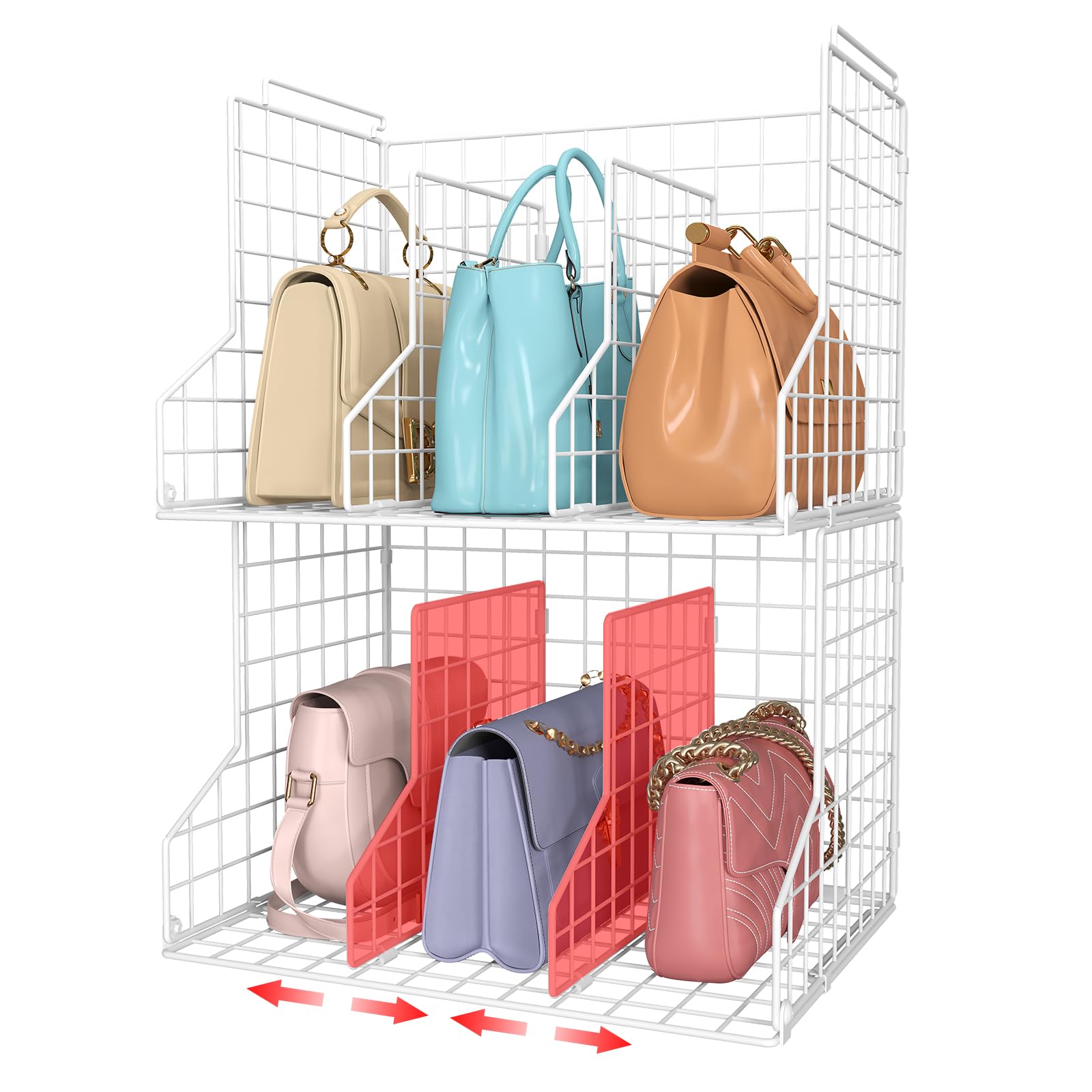 Sonyabecca front view of two white baskets showing tidy storage benefit