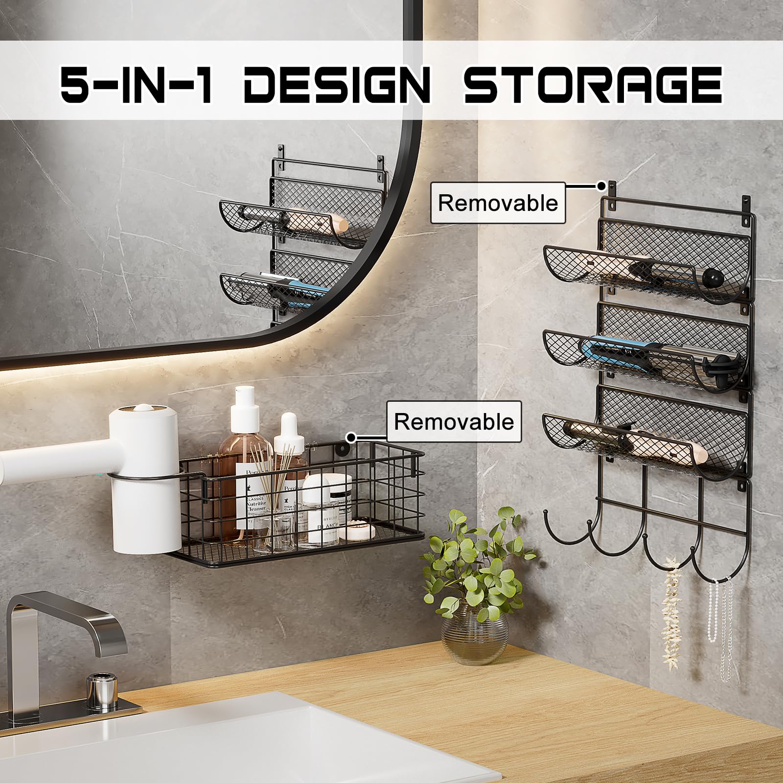 Sonyabecca hooks organizing cords and brushes for quick grab-and-go styling