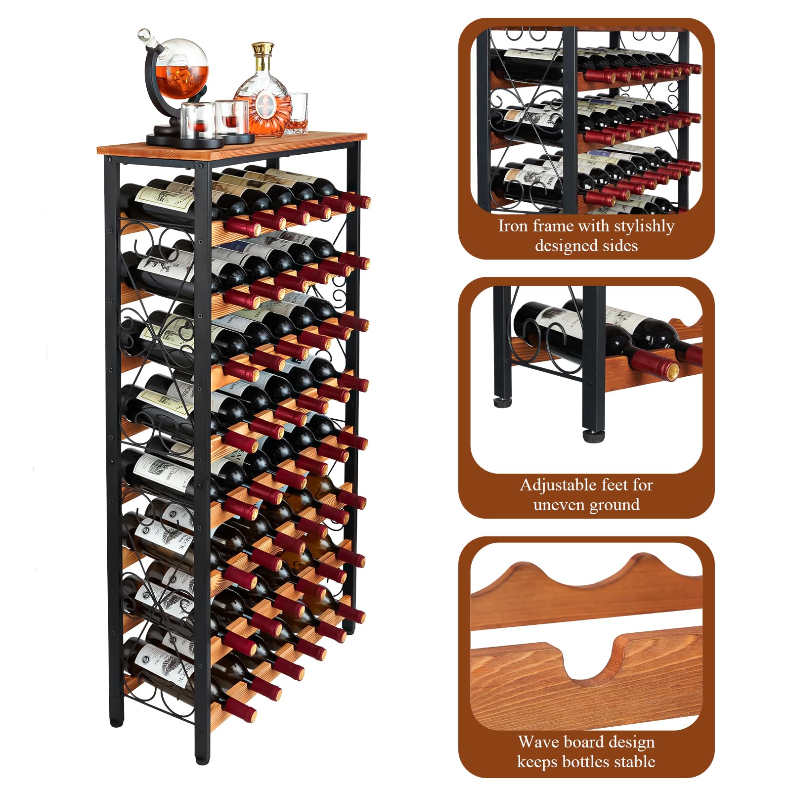 Sonyabecca wood top close-up highlighting durable surface for serving and staging drinks