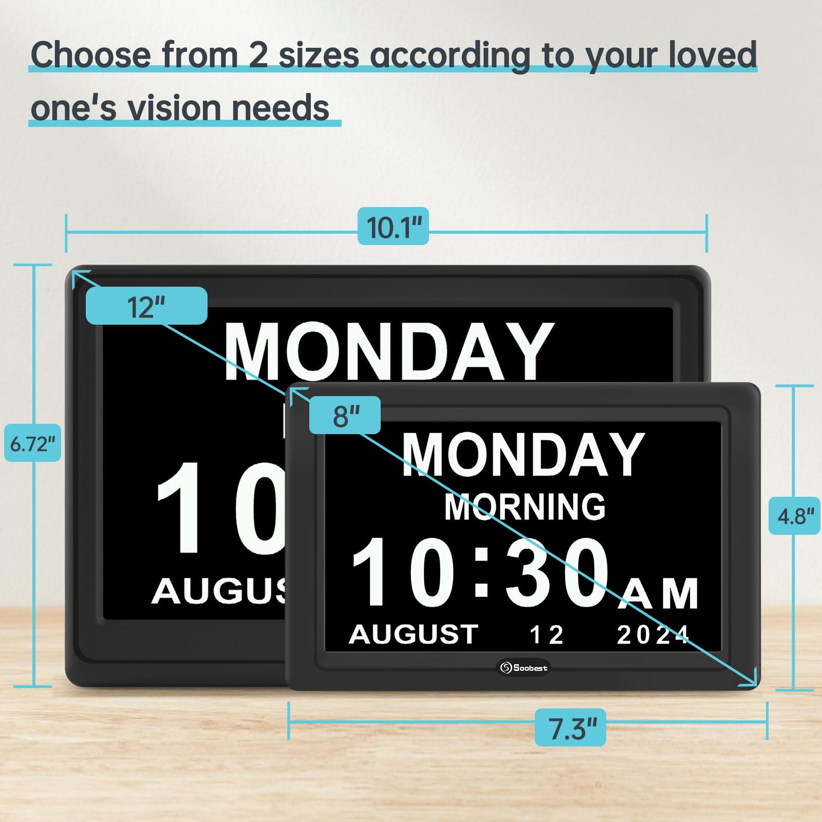 Soobest close-up of large digits for clear long-distance readability
