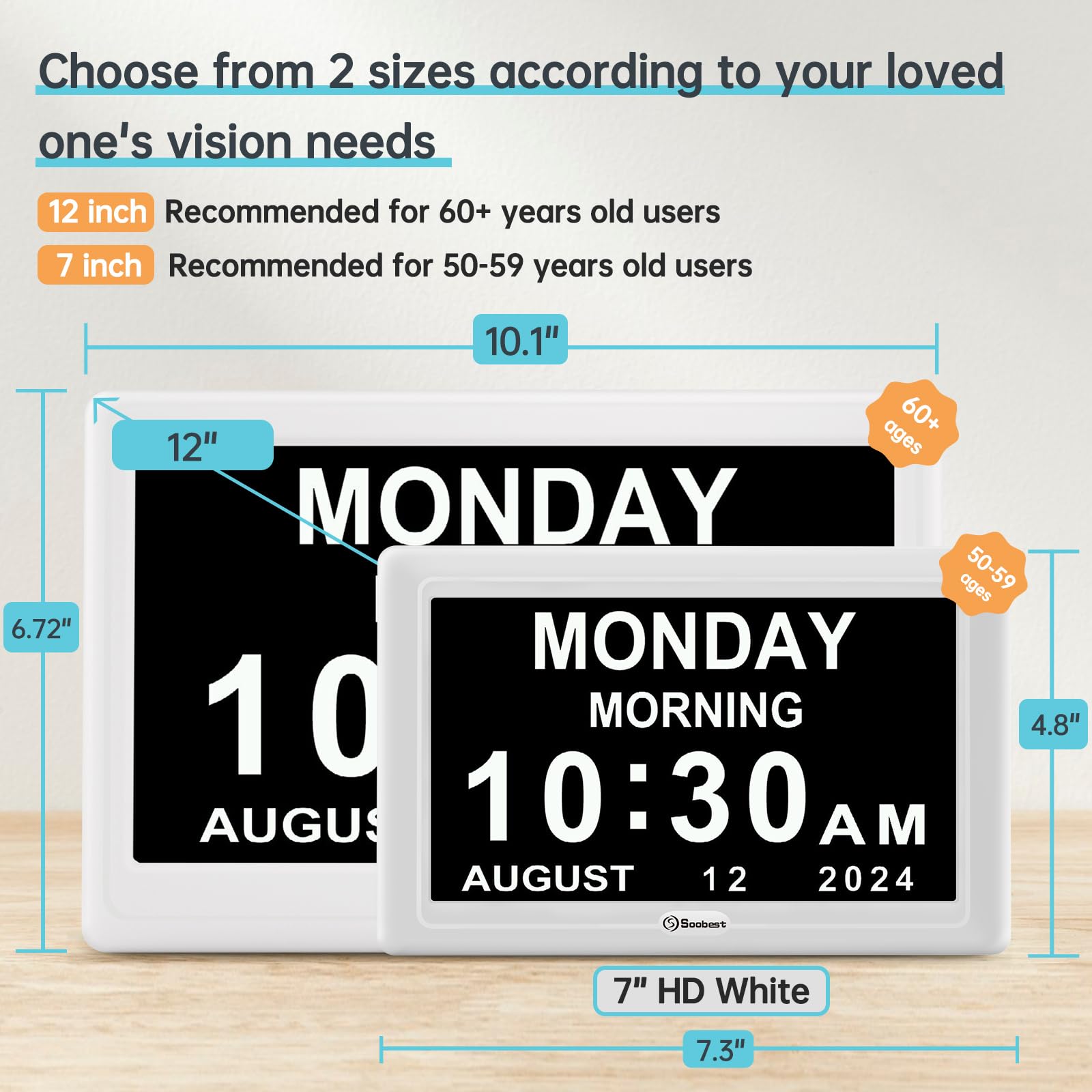 Soobest close-up of buttons and screen edge for simple setting control