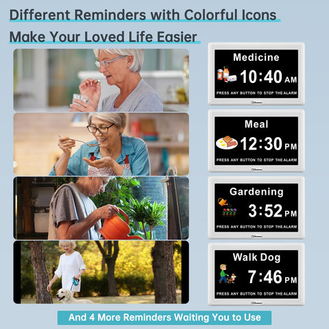 Soobest screen with colorful reminder icons helping daily routines