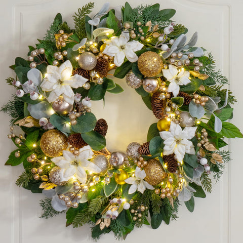 Soomeir battery pack hidden behind wreath enabling cordless placement
