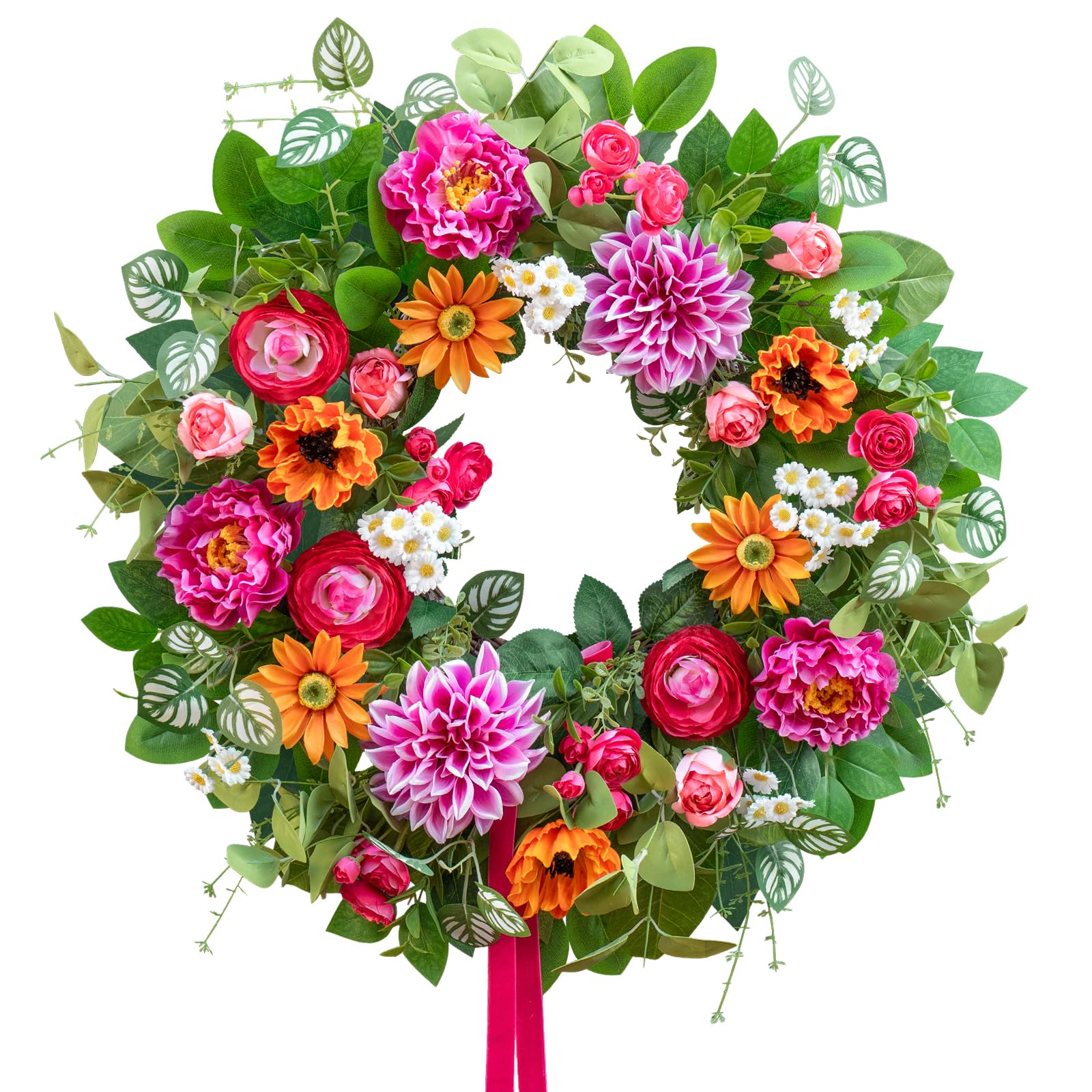 Soomeir wreath on entryway porch showing seasonal decor coordination