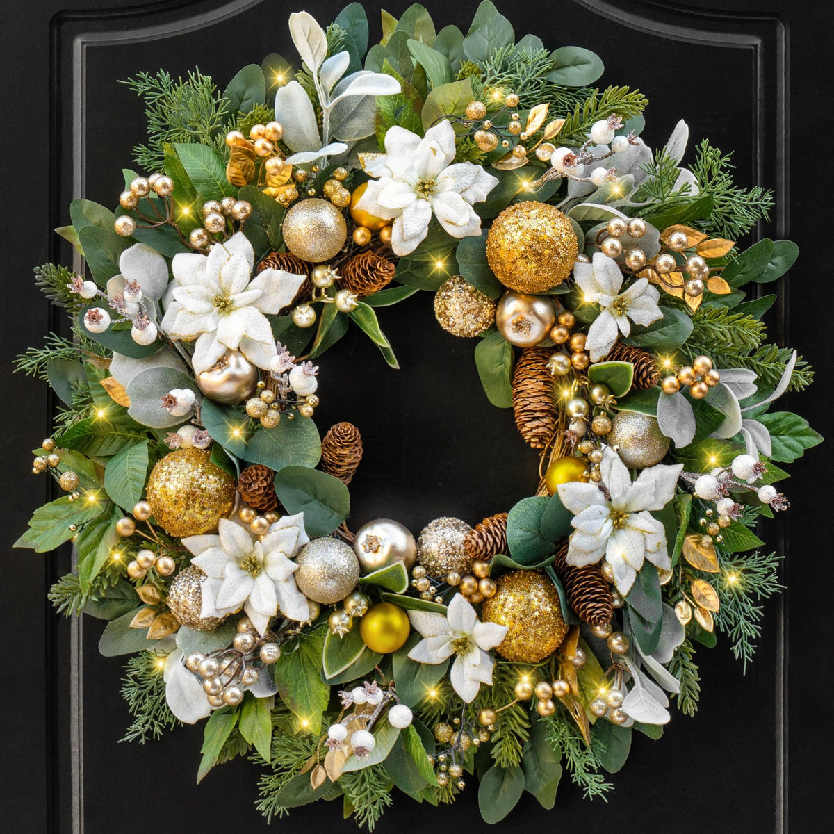 Soomeir front-door wreath on entrance creating festive curb appeal