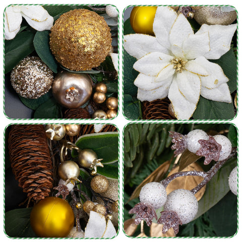 Soomeir gold ornaments and pearl berries delivering subtle holiday sparkle
