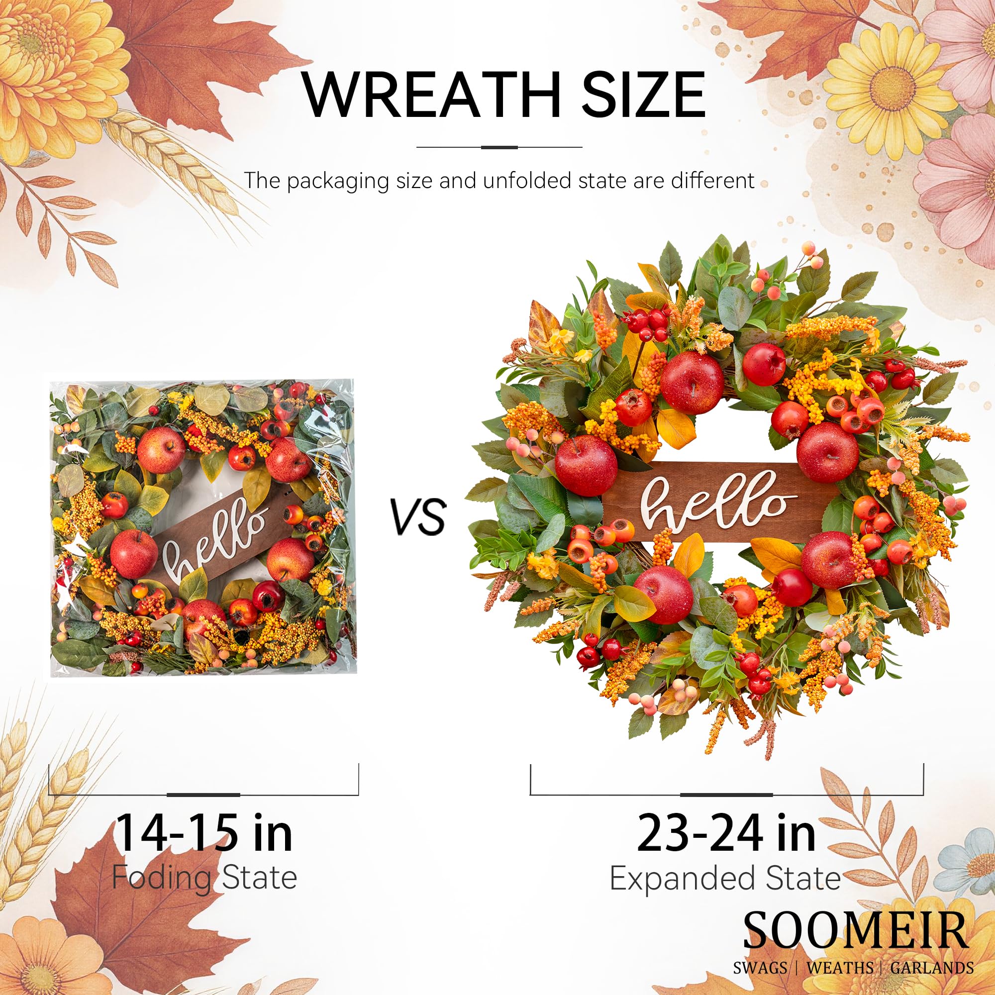 Soomeir gift-ready packaging making the fall wreath ideal for gifting
