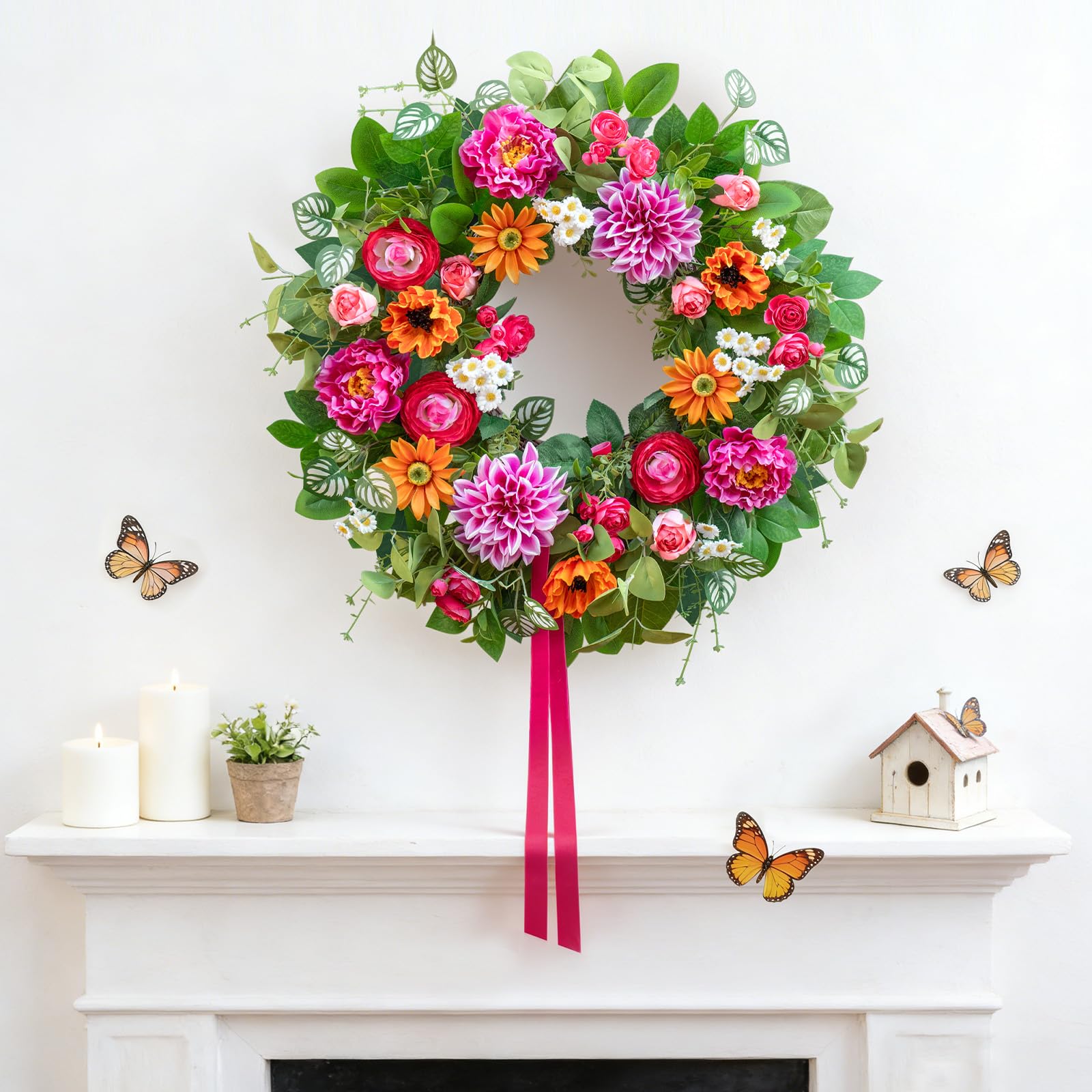 Soomeir wreath ready to hang with lightweight hardware for easy installation