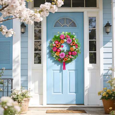 Soomeir wreath beside ruler indicating 24-inch scale for proper fit
