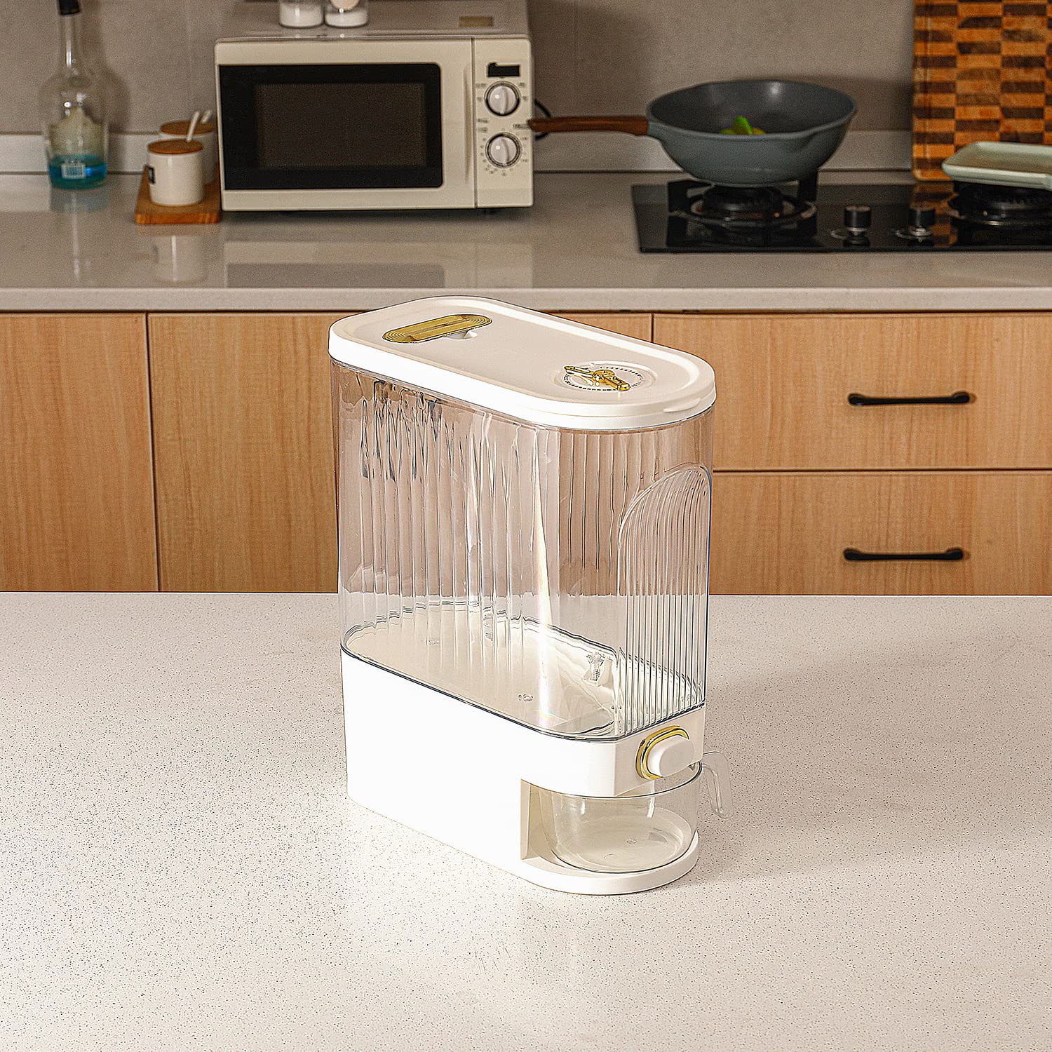 Sooyee built-in fresh box close-up to keep grains dryer and fresher