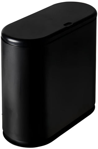 Sooyee front view of black rectangular trash can showing compact design and neat look