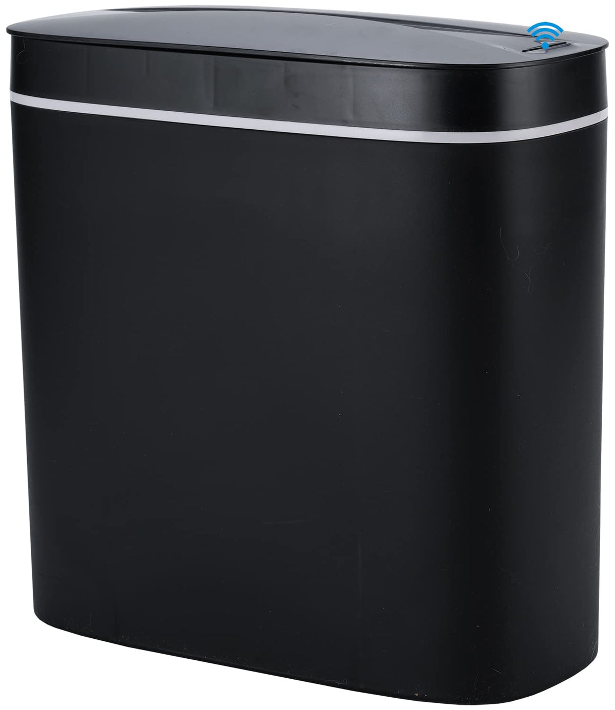 Sooyee sensor trash can front view shows compact design and clean look
