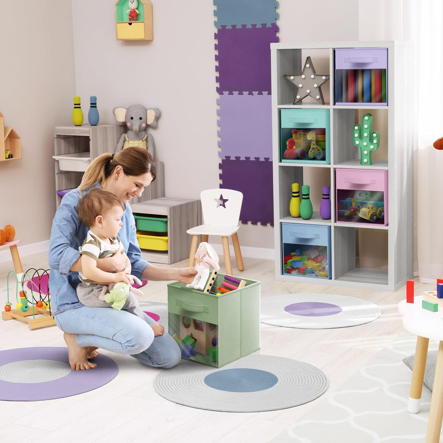 Sorbus set assembled in cube shelf offering tidy organized storage