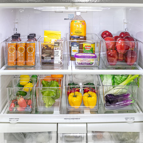 Sorbus bins arranged in fridge for quick visibility of contents