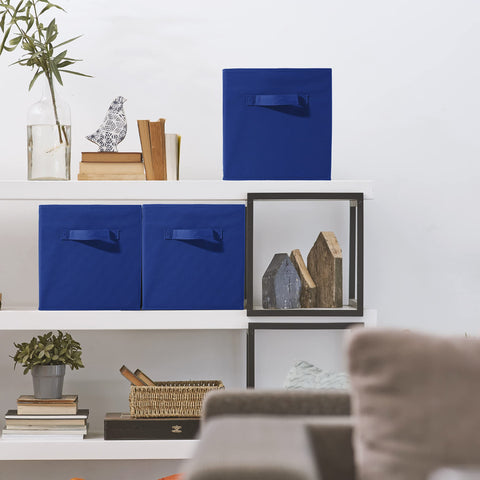 Sorbus storage cubes folded flat for compact under-bed or closet storage benefit