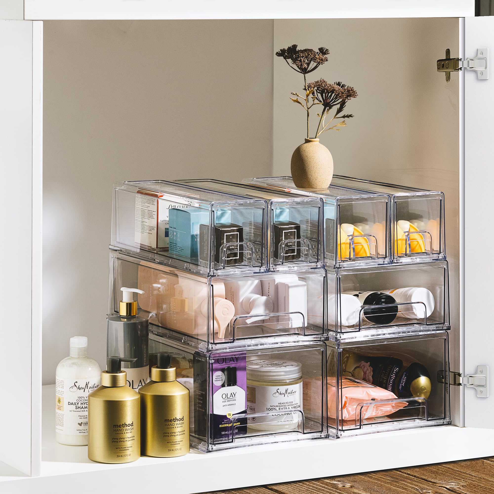 Sorbus pull-out drawer under sink organizing cleaning supplies efficiently