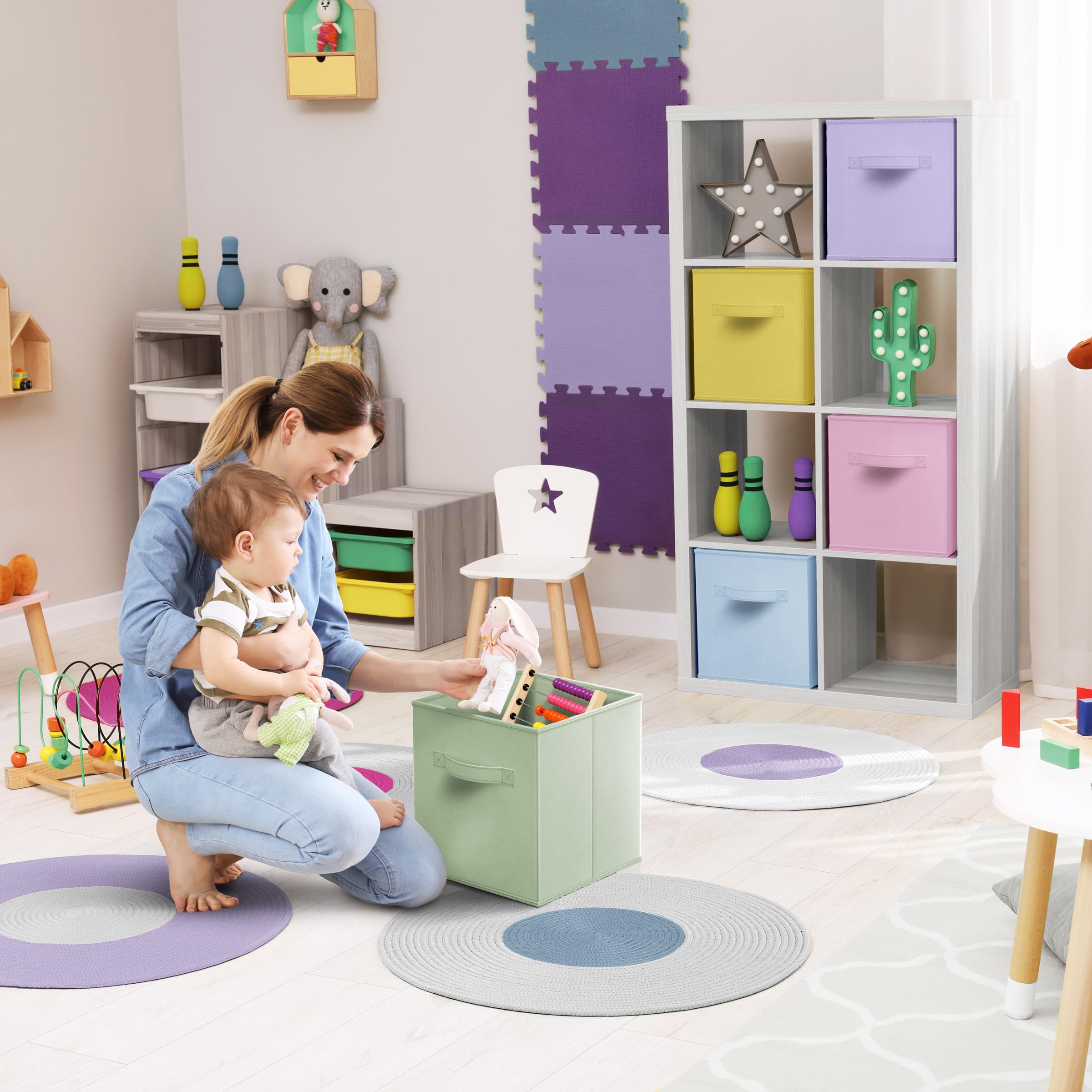 Sorbus folded flat stack showing compact storage benefit and space-saving design
