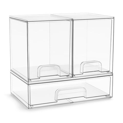 Sorbus clear drawers front view shows sleek packaging and storage benefit