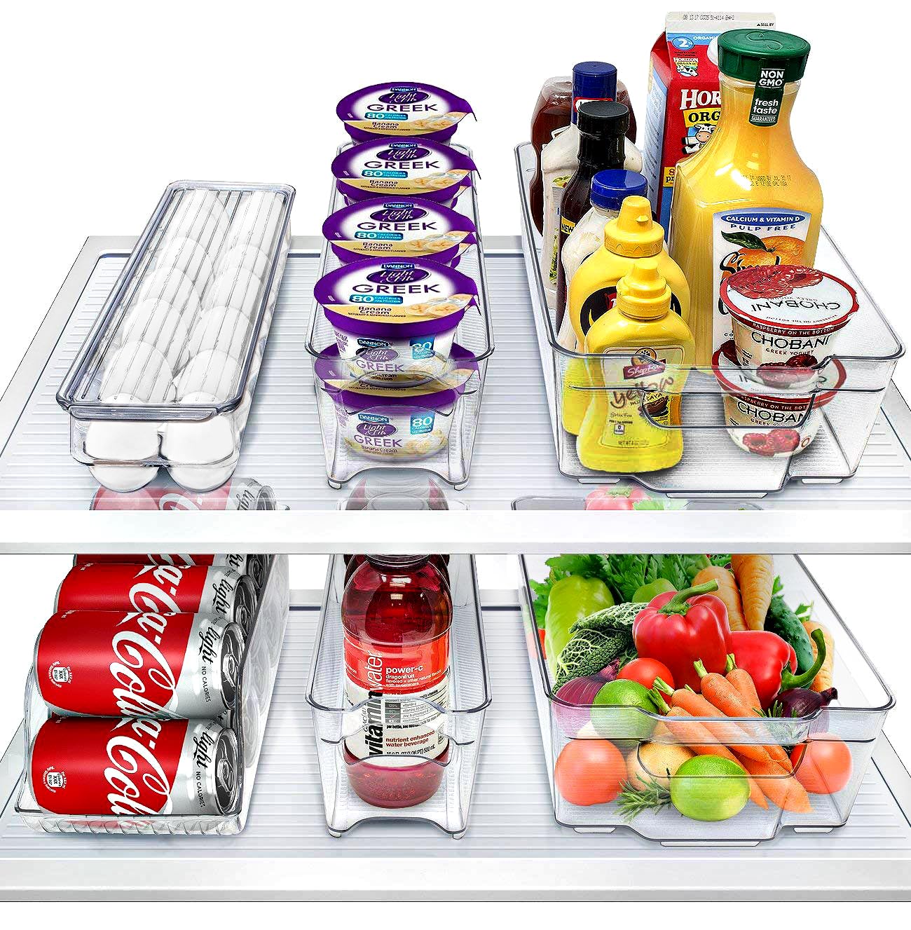 Sorbus front view of clear 6-piece set showing organized fridge benefits