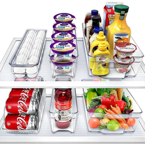 Sorbus front view of clear 6-piece set showing organized fridge benefits