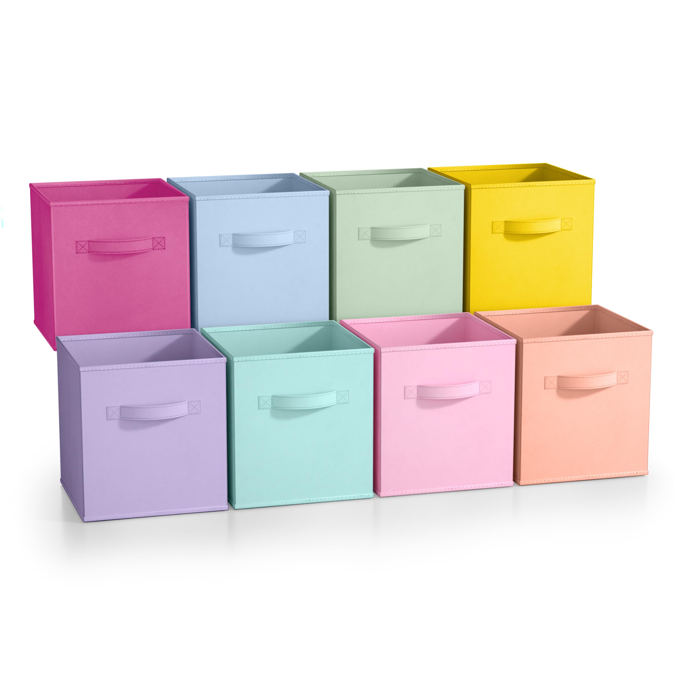 Sorbus front view of 8-pack pastel cubes showing tidy storage and color coordination