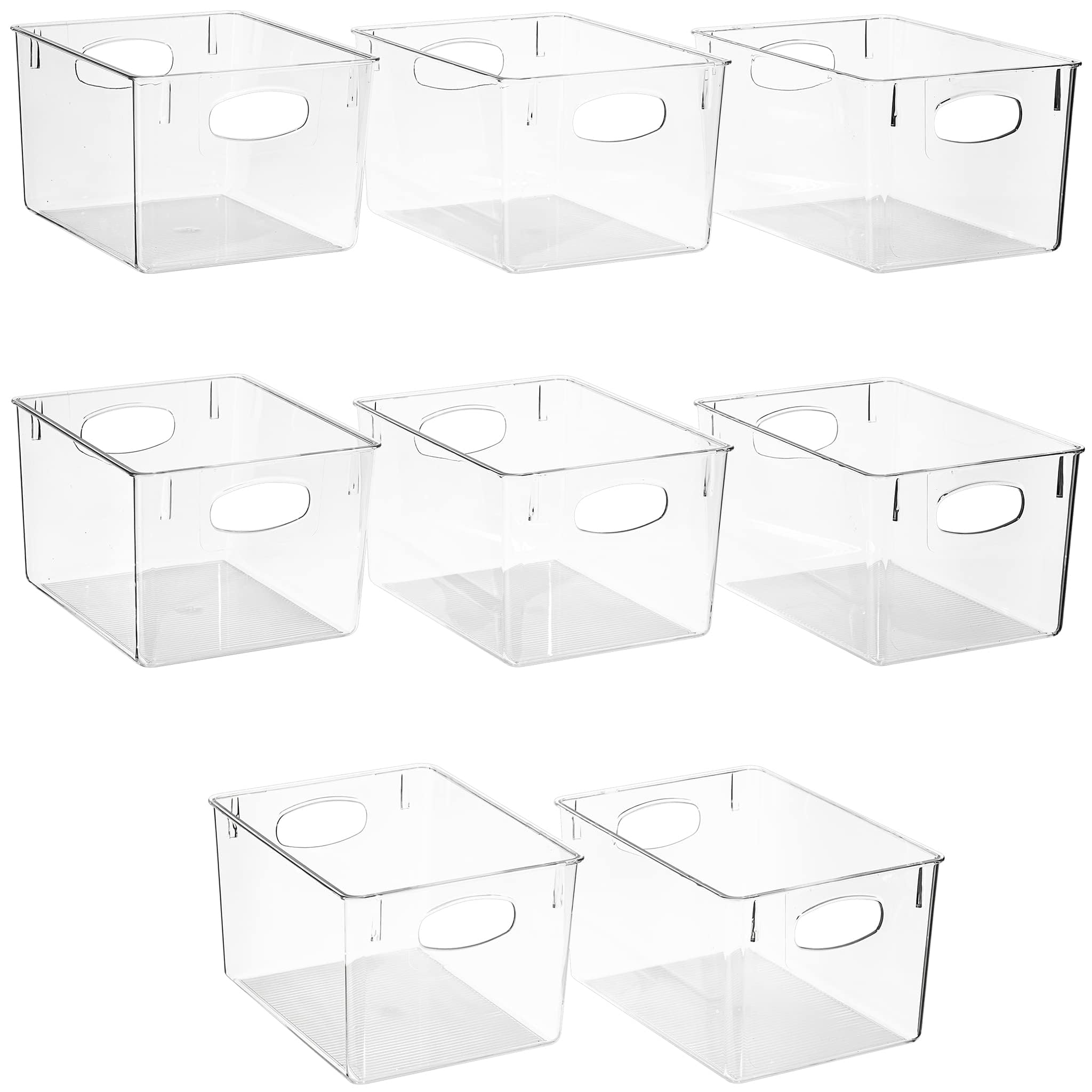 Sorbus front view of eight clear bins showing neat storage benefit