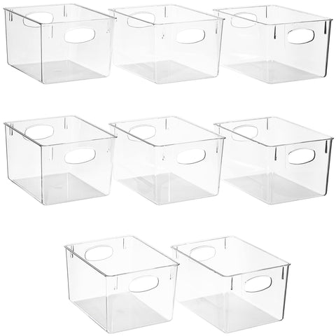 Sorbus front view of eight clear bins showing neat storage benefit
