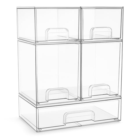 Sorbus clear stackable drawers front view shows organized storage benefit