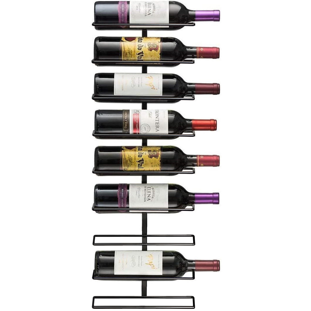 Sorbus front view of wall mounted wine rack showing clean storage and modern look