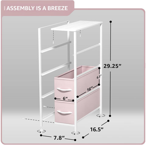 Sorbus pink dresser in a styled bedroom showing space-saving storage benefits