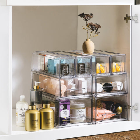 Sorbus drawer filled with snacks and bottles for easy item grouping benefit
