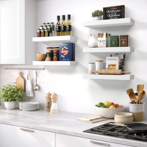 Sorbus shelf in kitchen holding spice jars and small containers for easy access