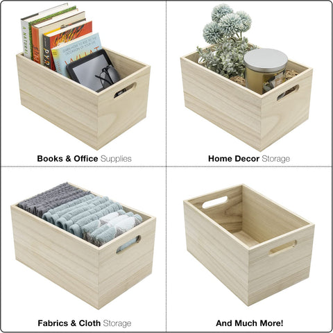 Sorbus wooden boxes styled on open shelf for modern rustic organization and display