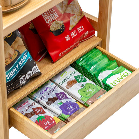 Sorbus pull-out drawer open showing hidden storage benefit