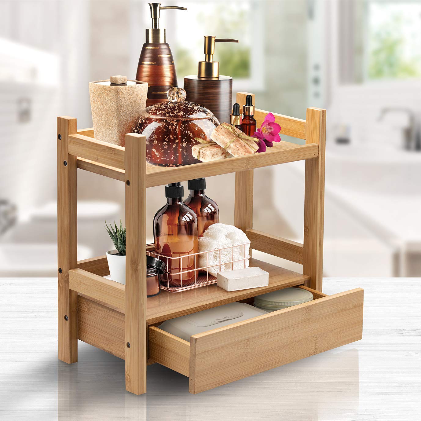 Sorbus top shelf detail highlighting space for tins and bowls